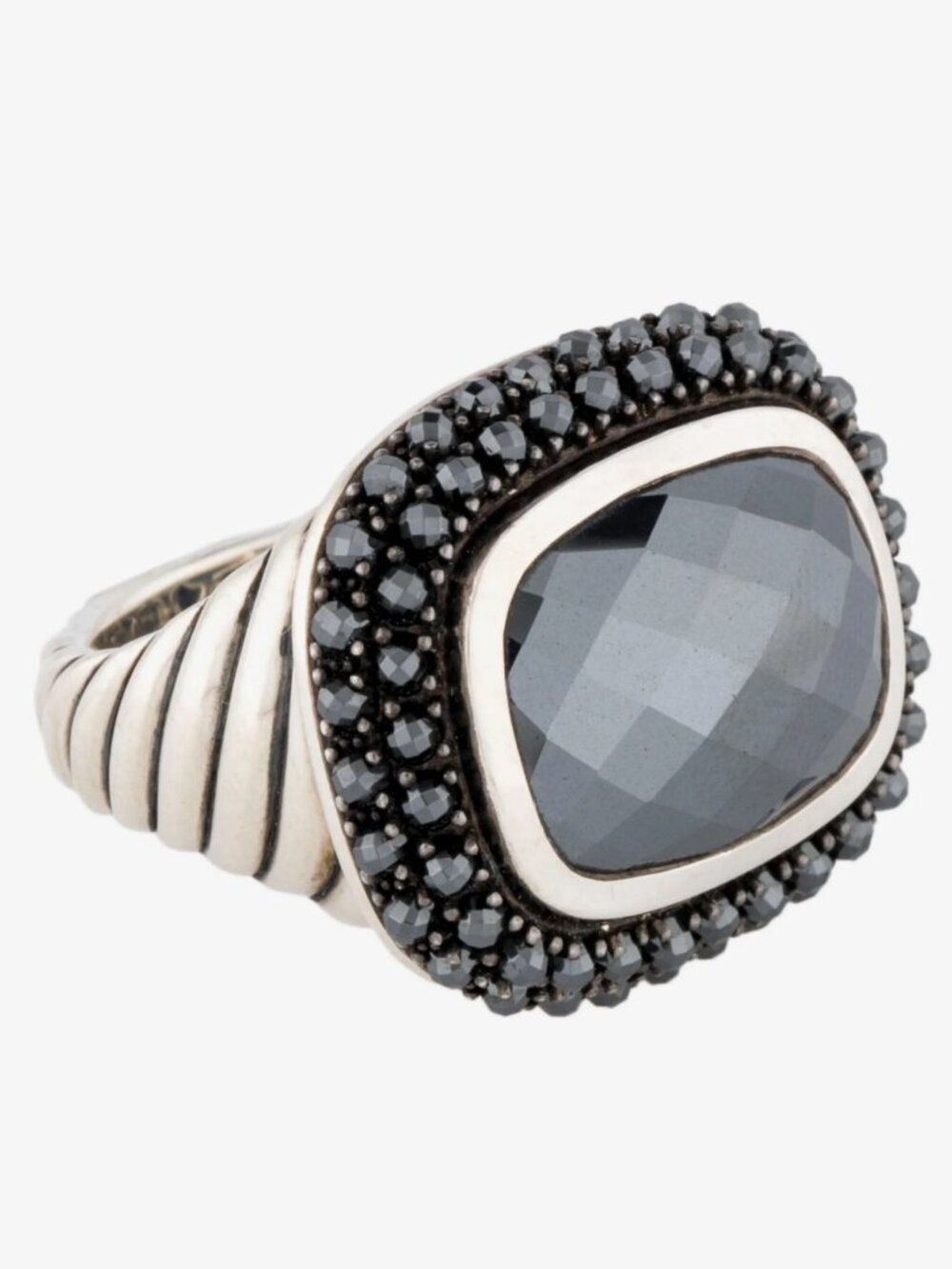 David Yurman Black Onyx & Black Diamond Waverly Ring Size 6.5/7